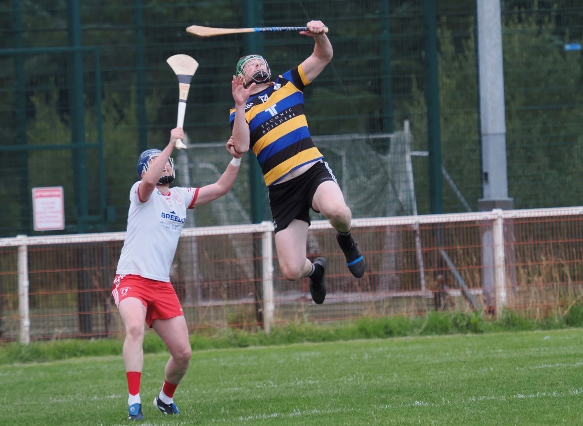 Belfast Saints senior hurling action against Lámh Dhearg